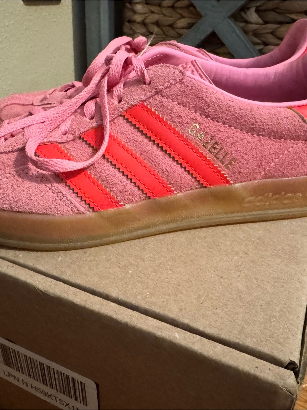 adidas Pink Suede Sneakers with Coral Stripes